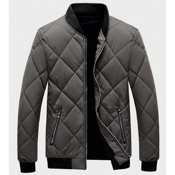 Men’s Zip Up Quilted Fleece Lined Jacket - Picture 8 of 11